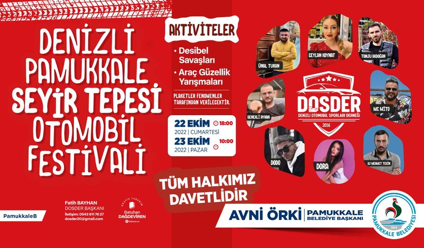 Pamukkale Seyir Tepesi Otomobil Festivali 2 Gün Sürecek